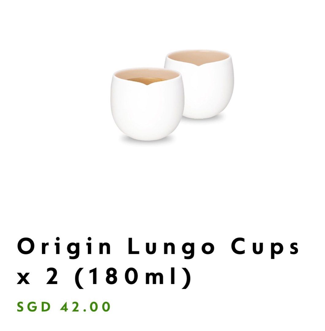 BNIB Nespresso Origin Lungo Cup (only one), Furniture & Home Living