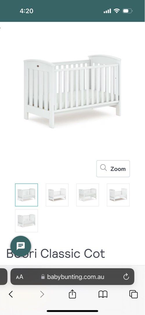 Boori sleigh cot outlet baby bunting