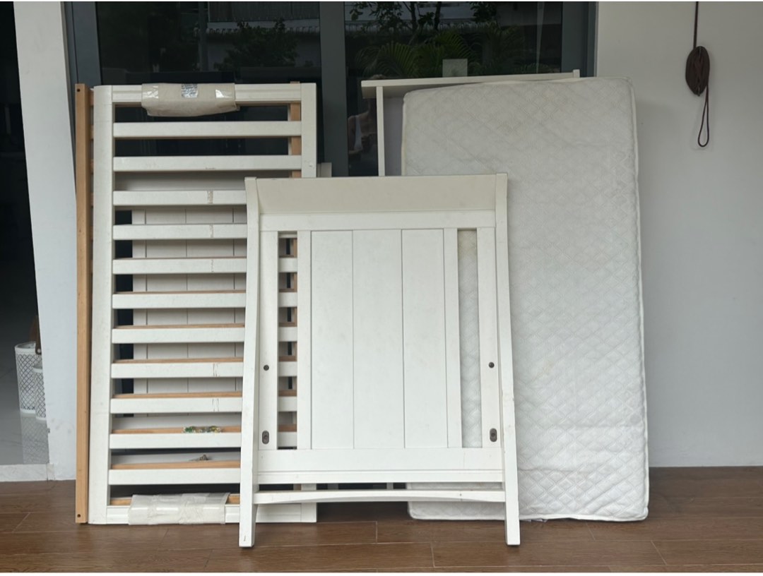 Boori Sleigh Cot bed with drawer and mattress, Babies & Kids, Baby