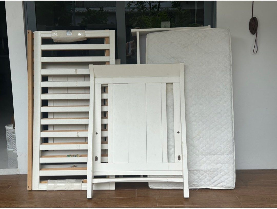 Boori Sleigh Cot bed with drawer and mattress, Babies & Kids, Baby