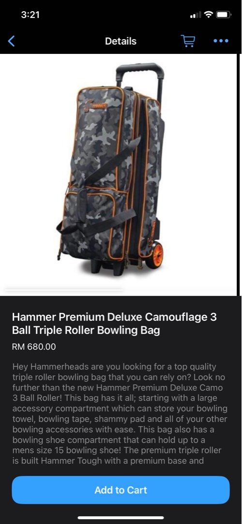 Hammer Premium Deluxe Triple 3 Ball Roller Bowling Bag Camo