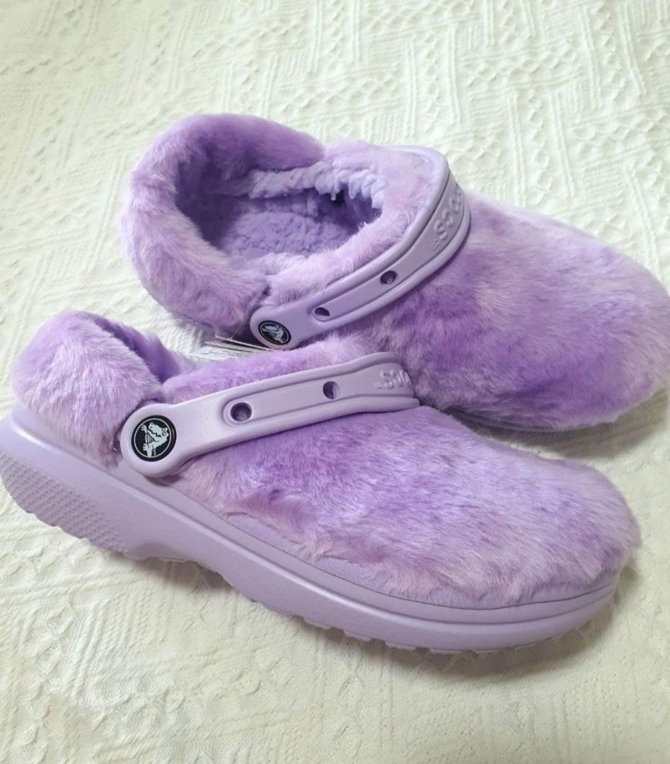 Purple hotsell fuzzy crocs