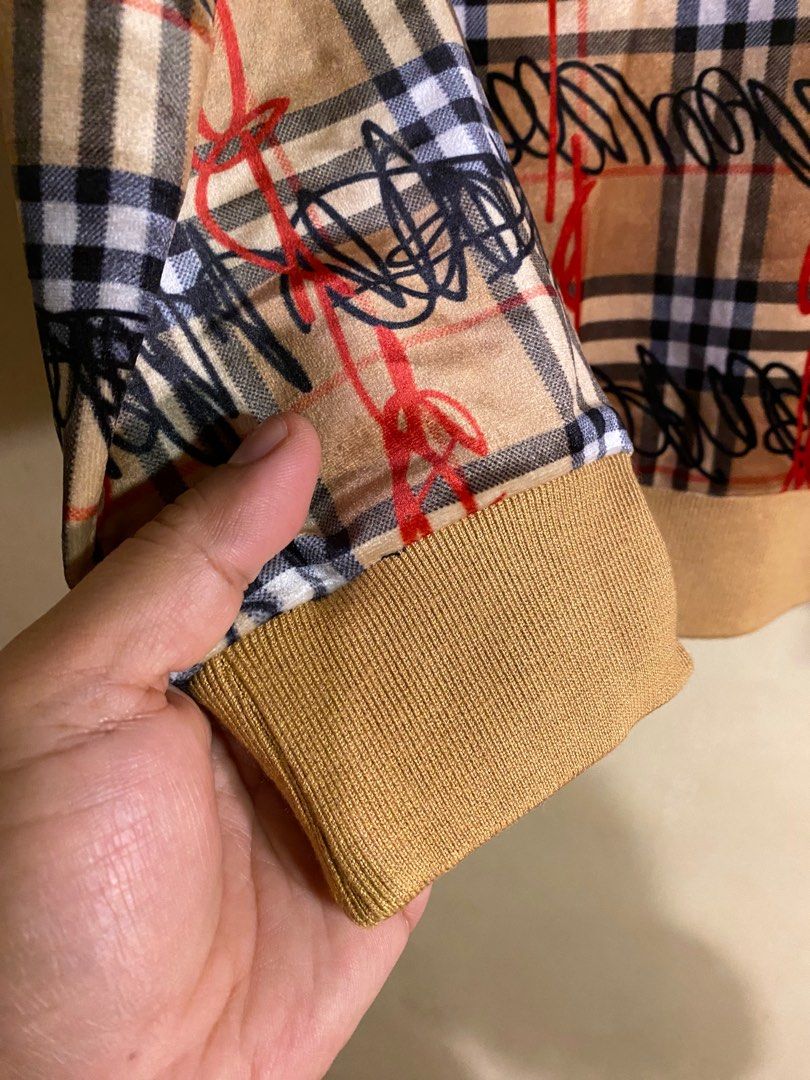 Burberry Kern Scribble Check Pullover Sweater Luxury Apparel on