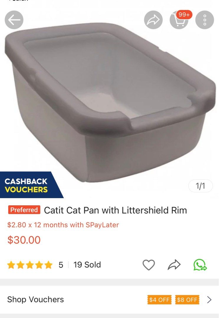 Catit cat litter pan with top rim