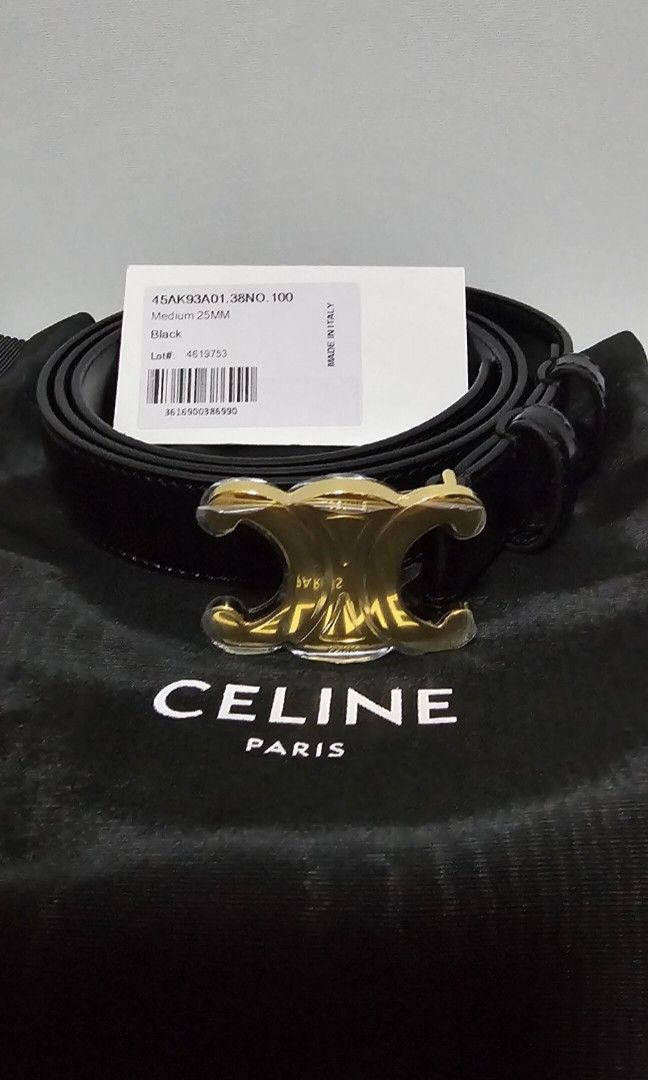 CELINE Small Triomphe Belt in Taurillon Leather