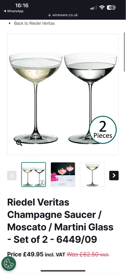 Champagne glasses from Riedel Veritas, Furniture & Home Living ...