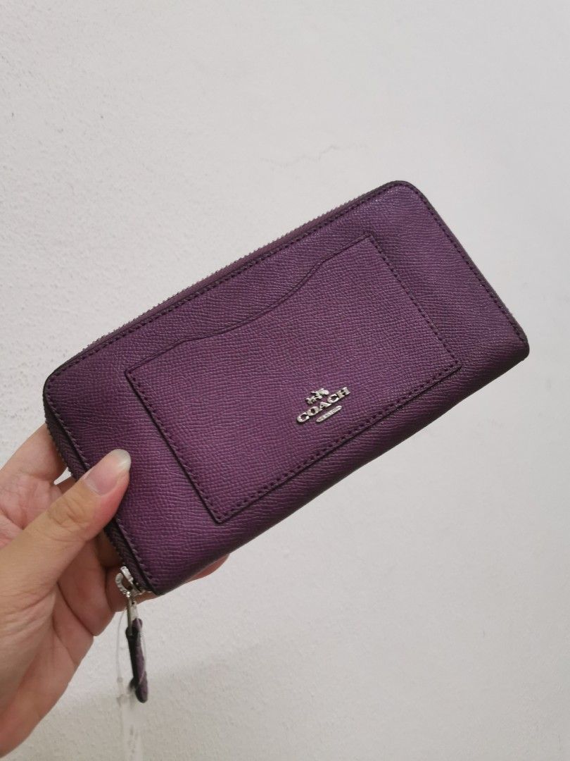 COACH ACCORDION ZIP WALLET IN CROSSGRAIN LEATHER F54007 MAUVE