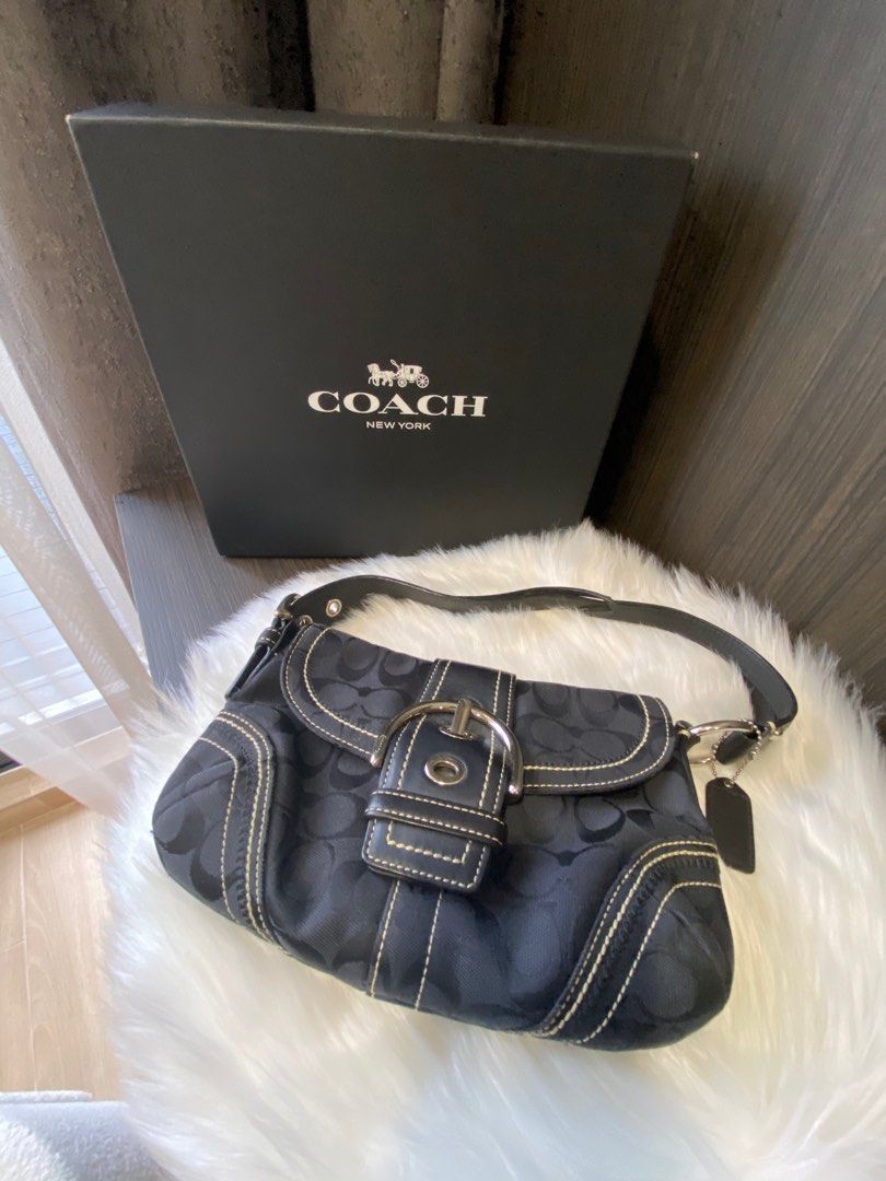 COACH 11861 SOHO Vintage Signature Jacquard Flap Hobo Shoulder Bag