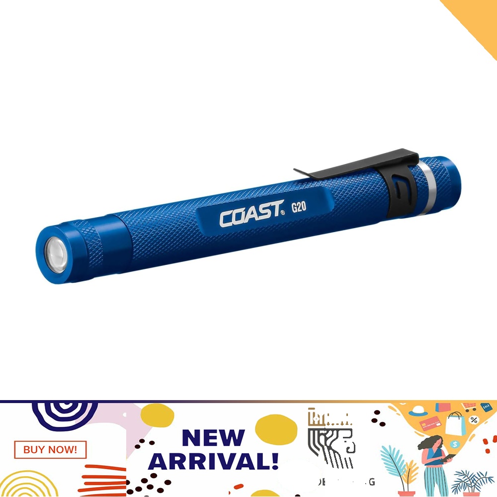 COAST® G20 Inspection Beam LED Penlight with Adjustable Pocket Clip and  Consistent Edge-To-Edge Brightness, Blue, 54 lumens (Red), Sports  Equipment, Hiking  Camping on Carousell