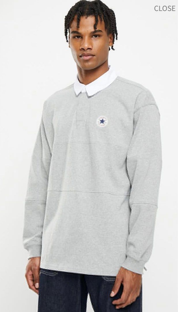Converse All Star Long Sleeve Rugby in Grey Men s Fashion Tops Sets Tshirts Polo Shirts on Carousell