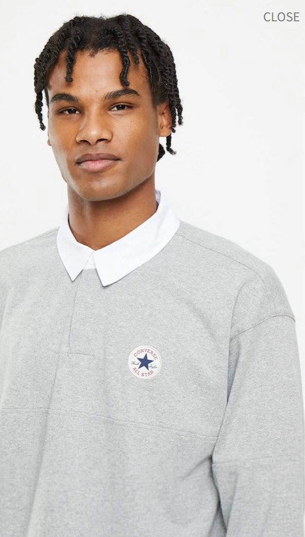Converse All Star Long Sleeve Rugby in Grey Men s Fashion Tops Sets Tshirts Polo Shirts on Carousell