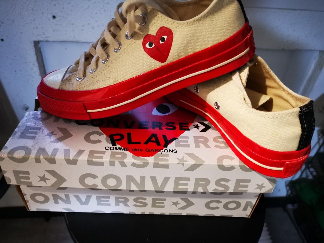 Low Top Fake Red Converse Converse Play Red Tag, Women's Fashion