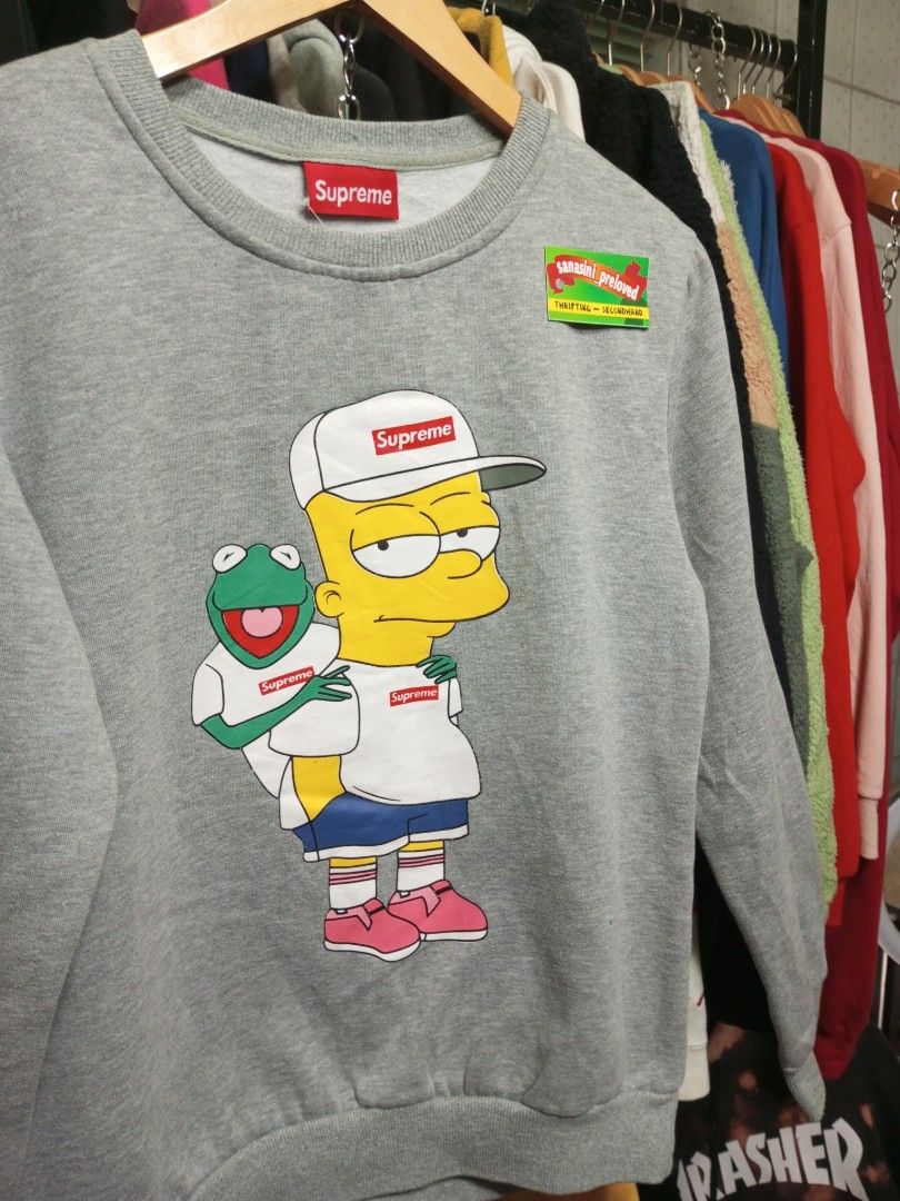 Crewneck Supreme Simpson, Fesyen Pria, Pakaian Baju Luaran di