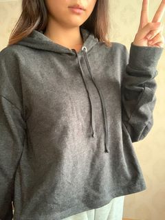 Crop hoodie h&m dark grey