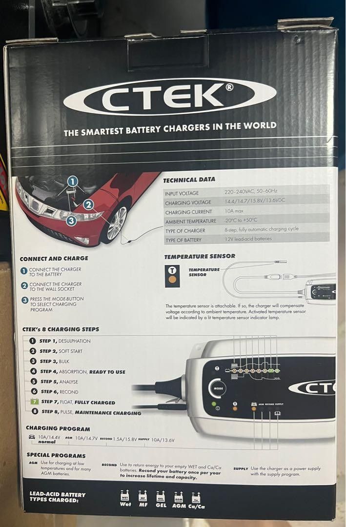 CTEK MXS 10 12V 10A Professional Battery Charger, Car Accessories
