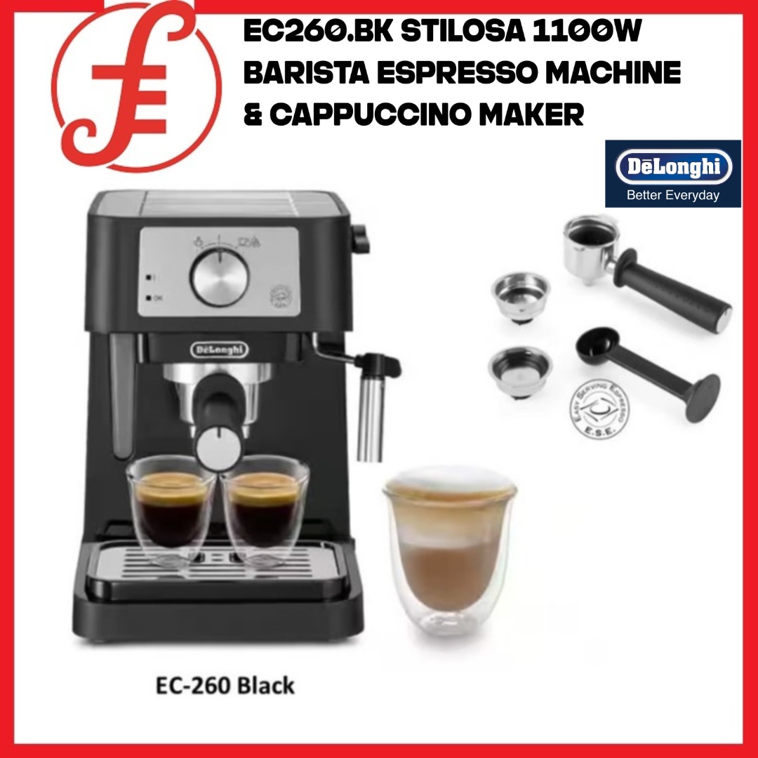 Delonghi EC260.BK Stilosa 1100W Barista Espresso Machine & Cappuccino