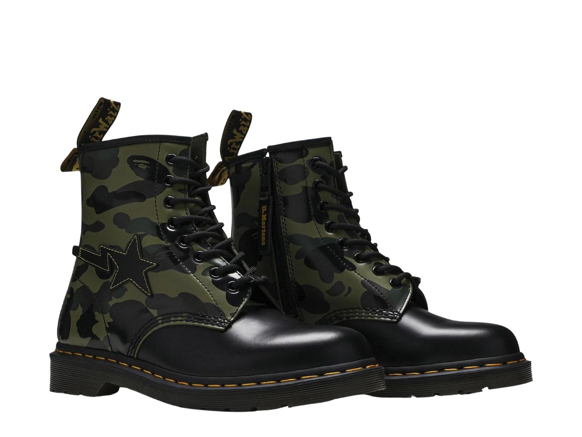 A Bathing Ape Camo Boots x Dr. Martens 1460 Zip Very RARE