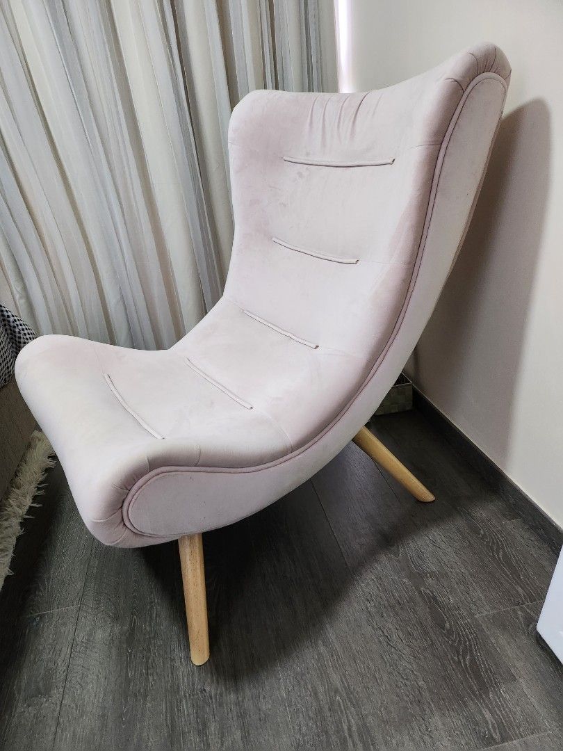 Fabric Light Pink Single Sofa Chair