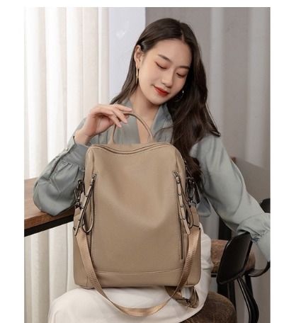 Female Stylish Leather Bag Backpack with many compartment RED3088