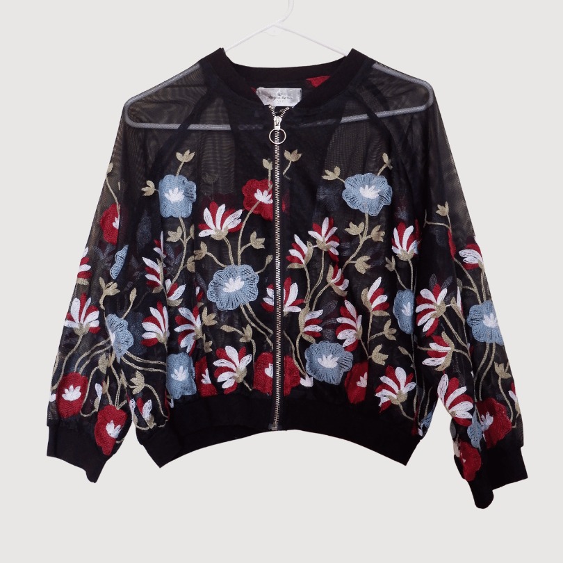 Floral Mesh Bomber Jacket