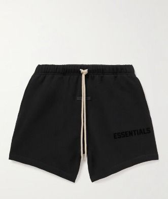 Fear of god essentials on sale graphic sweat shorts black