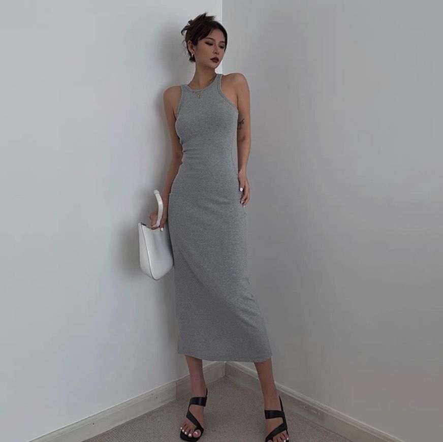 bodycon ruffle midi dress Ribbed Knit Bodycon Midi Dress with Ruffle Hem – The Pink Room main image 0