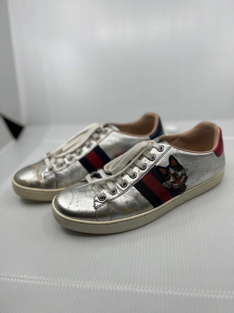 Gucci silver clearance trainers