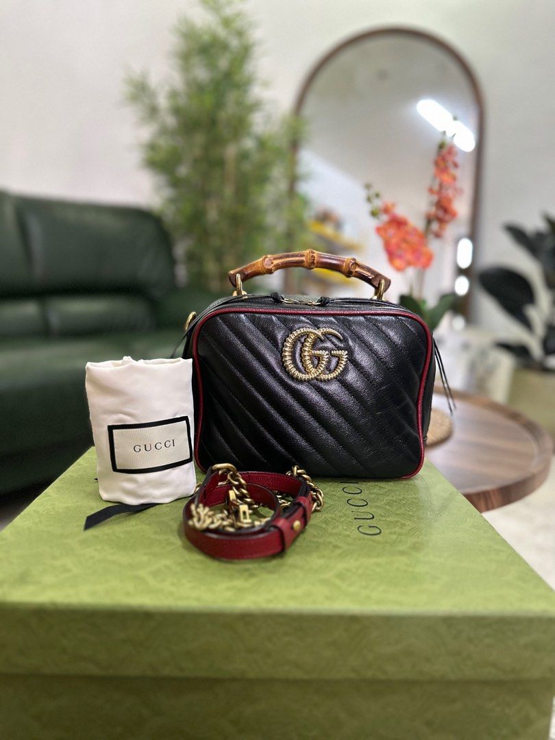 Gg marmont small discount shoulder bag with bamboo