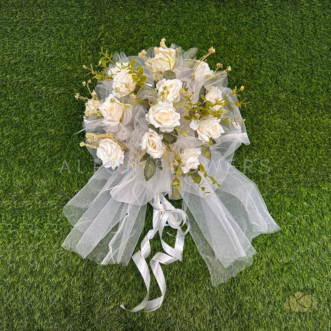 Handcrafted Bridal Wedding Car Decorations Front Bonnet Flowers Ribbon  Flower Floral Silk Artificial Bouquet Centerpiece Acar029, Hobbies & Toys,  Stationery & Craft, Flowers & Bouquets on Carousell