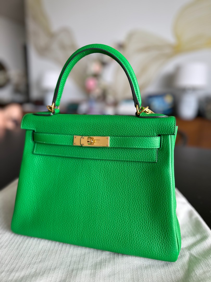 Hermes Kelly II 28 Green Bambou Clemence GHW Handbag 2020 in Box