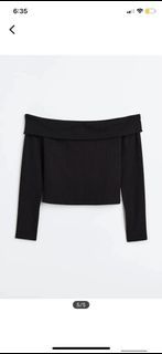 H&M Black ribbed off shoulder long sleeve top