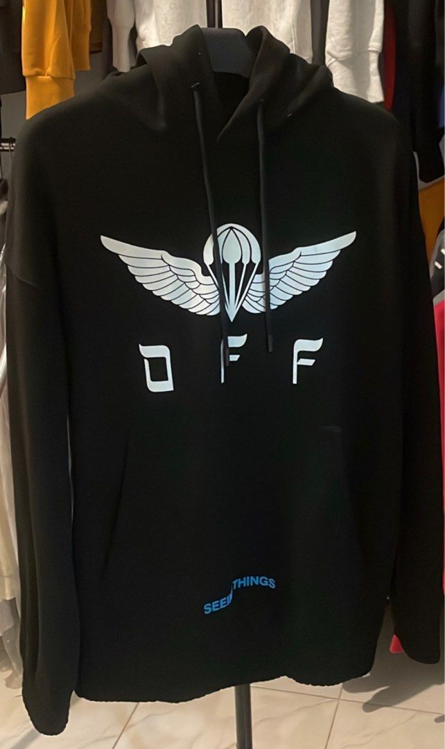 Hoodie off white langka Fesyen Pria Pakaian Baju Luaran di