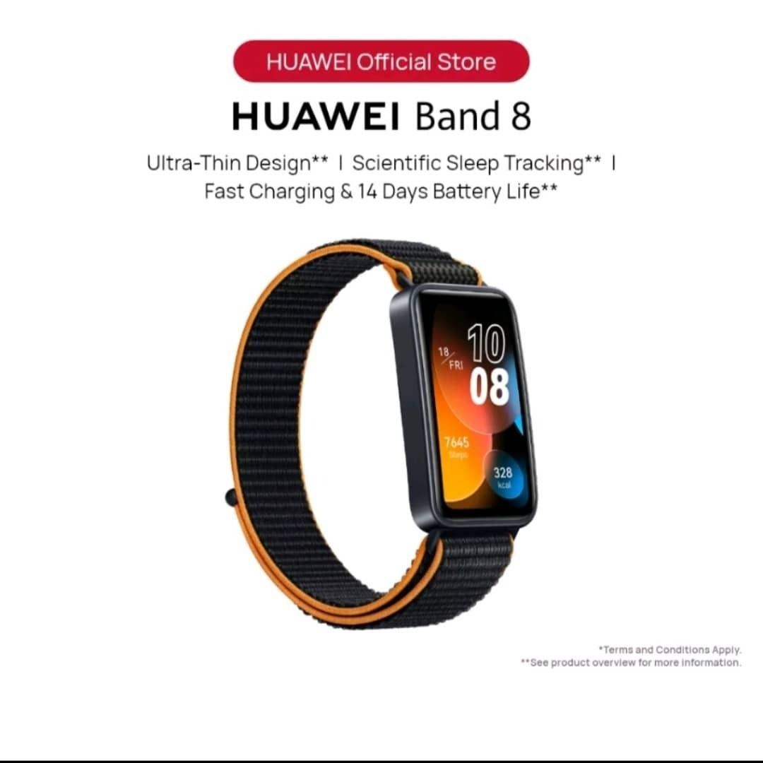 Huawei Band 8 Ultra thin Sleep Tracking Long Battery Life Watch Nylon Vibrant Orange