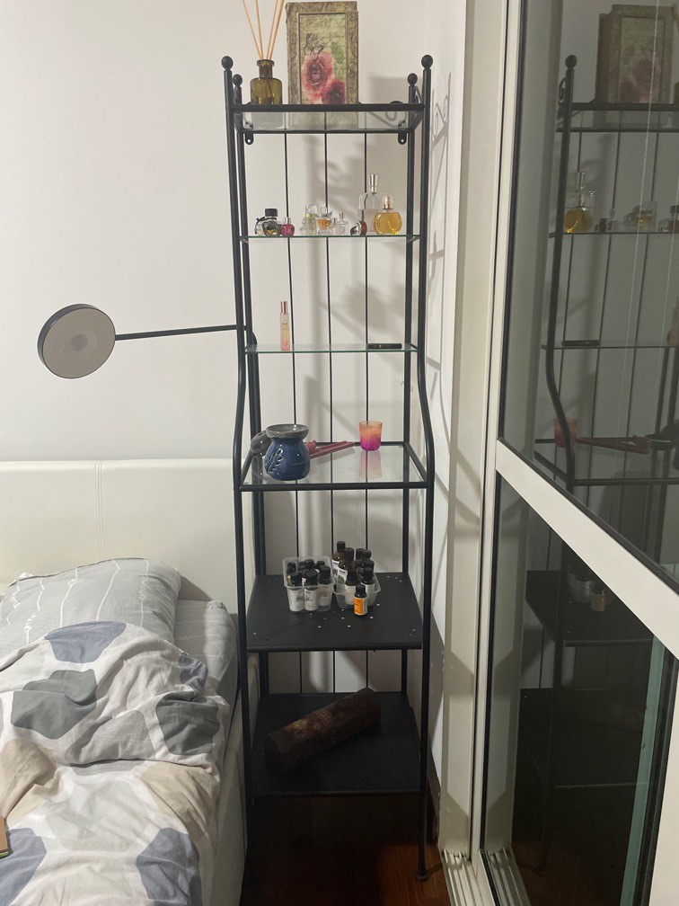 IKEA Glass Shelf RÖNNSKÄR Black, Furniture & Home Living, Furniture