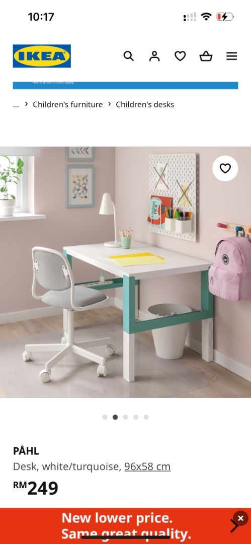 Children's desk and store chair set ikea