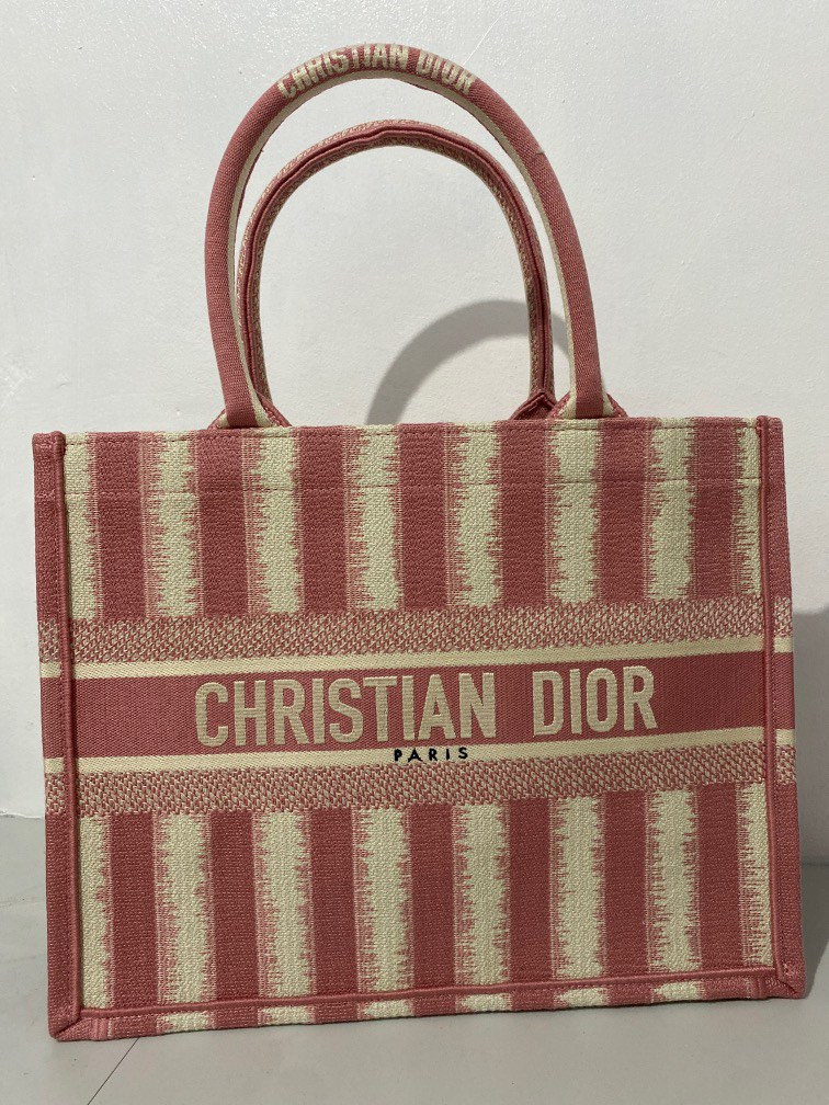 Christian Dior book medium tote bag canvas pink women's USED FROM  JAPAN