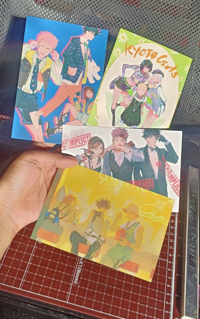 Jujutsu Kaisen Fanmade Postcards (Category: Raw Singles) located in Bacolod City. Submitted by trolleys_turtle (Listing ID 1257595980, Image 1). Description: 1 set (4) - 190 ❗1 set left/2 set Postcard size From: Overseas (Fanmade) + FREEBIES MOP: GCASH.
