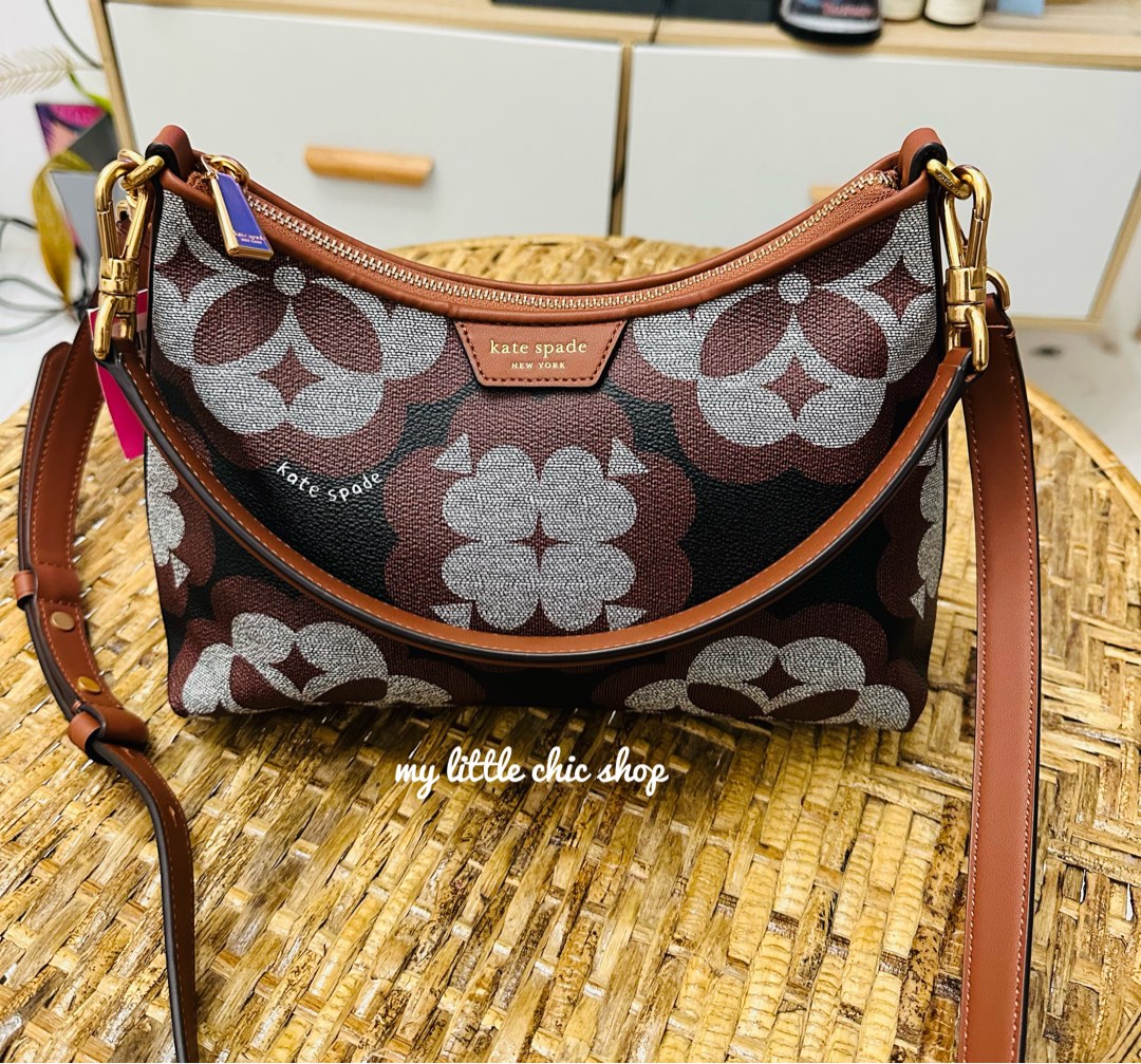 kate spade, Bags, Kate Spade Spade Flower Monogram Reece Small Shoulder  Bag Garnet Red