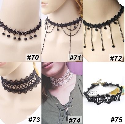 Choker necklace black lace shop