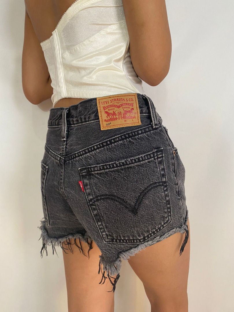Levi s 501 button fly black shorts Women s Fashion Bottoms
