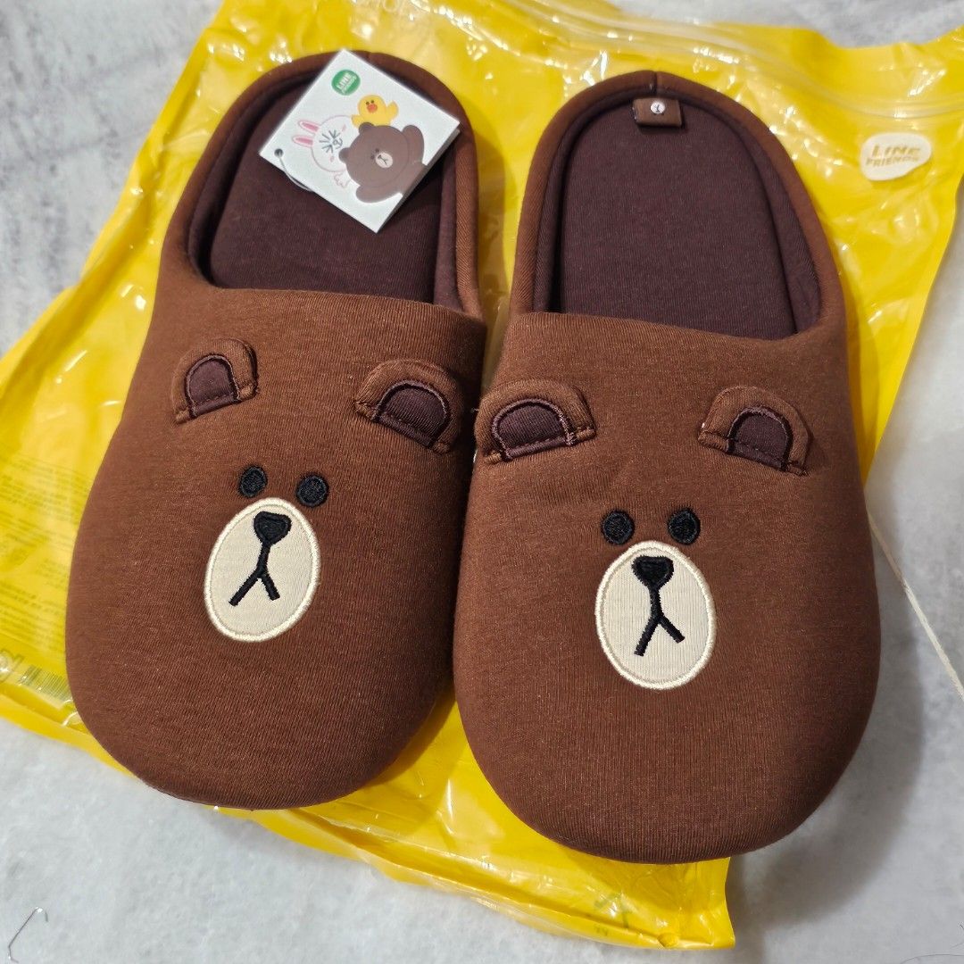 Line Friends Indoor Slippers Brown Women s Fashion Footwear