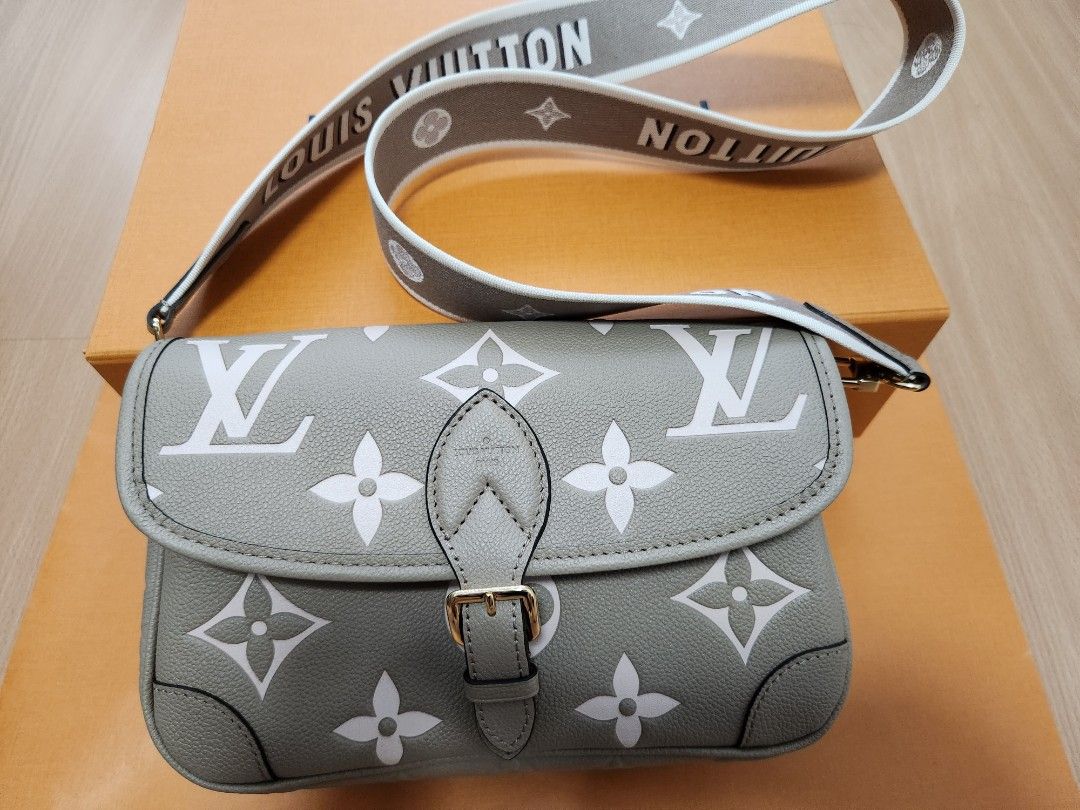 Diane Satchel Bag - Luxury Monogram Empreinte Leather Grey