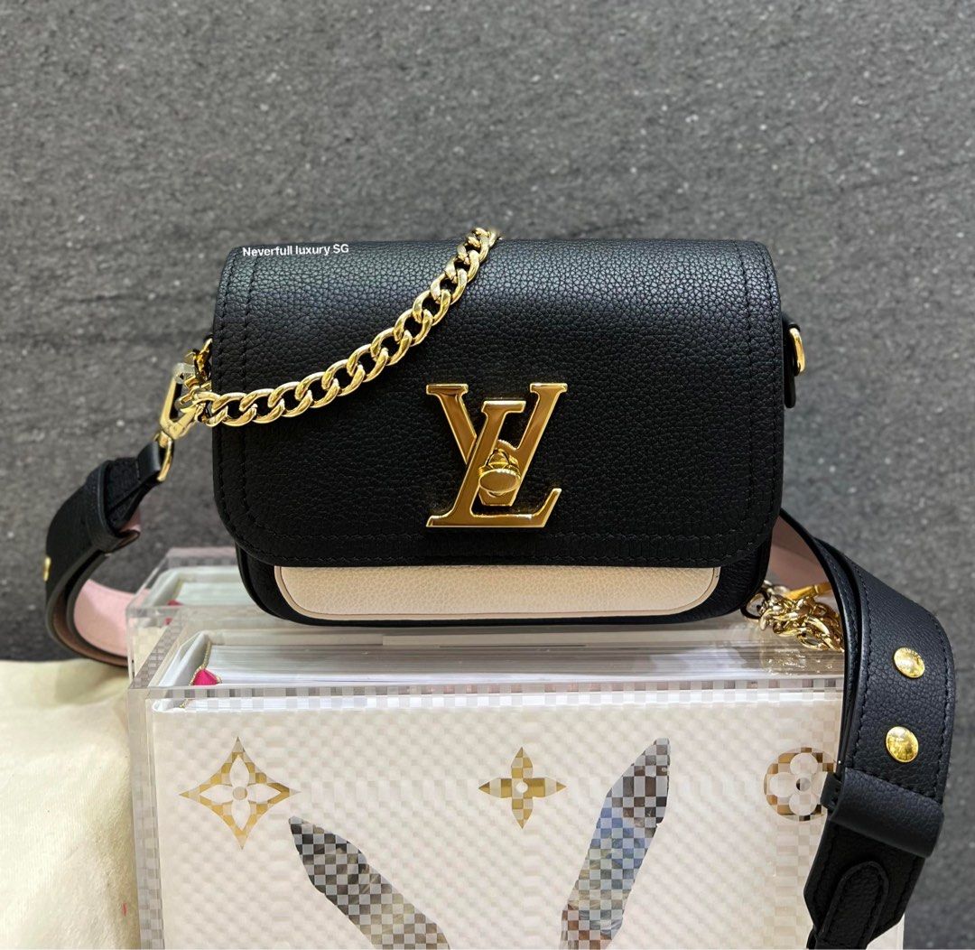 Louis Vuitton Lockme Tender Black/ Creme/ Pink in Calfskin Leather Bag