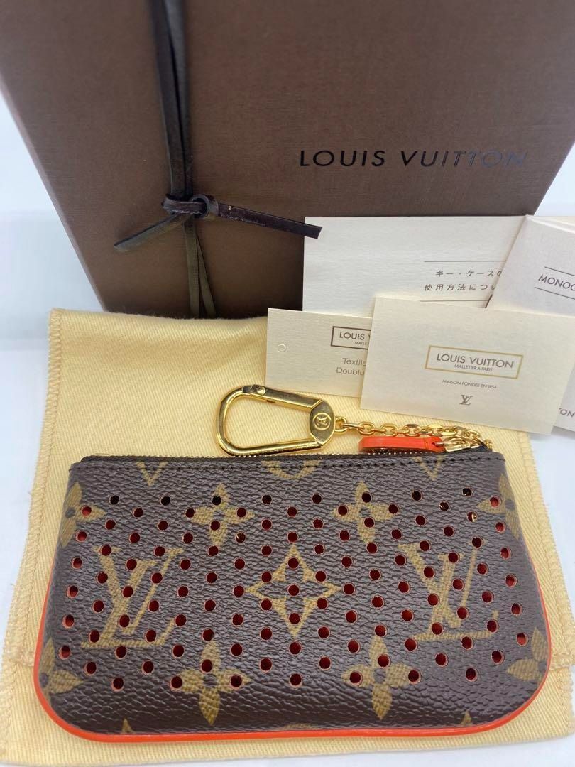 Louis Vuitton Pochette Cle key case coin case Bag charm Key Ring Brown  Monogram