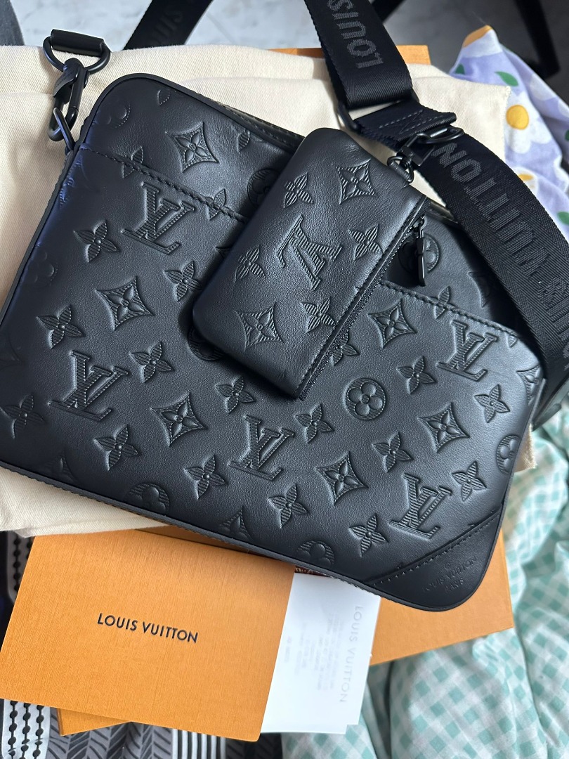 LV Trio Navy Shadow leather