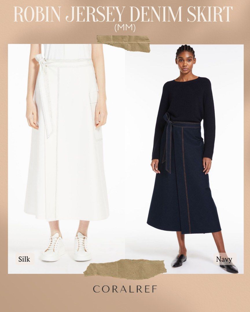 Max Mara Robin Jersey Denim Midi Skirt