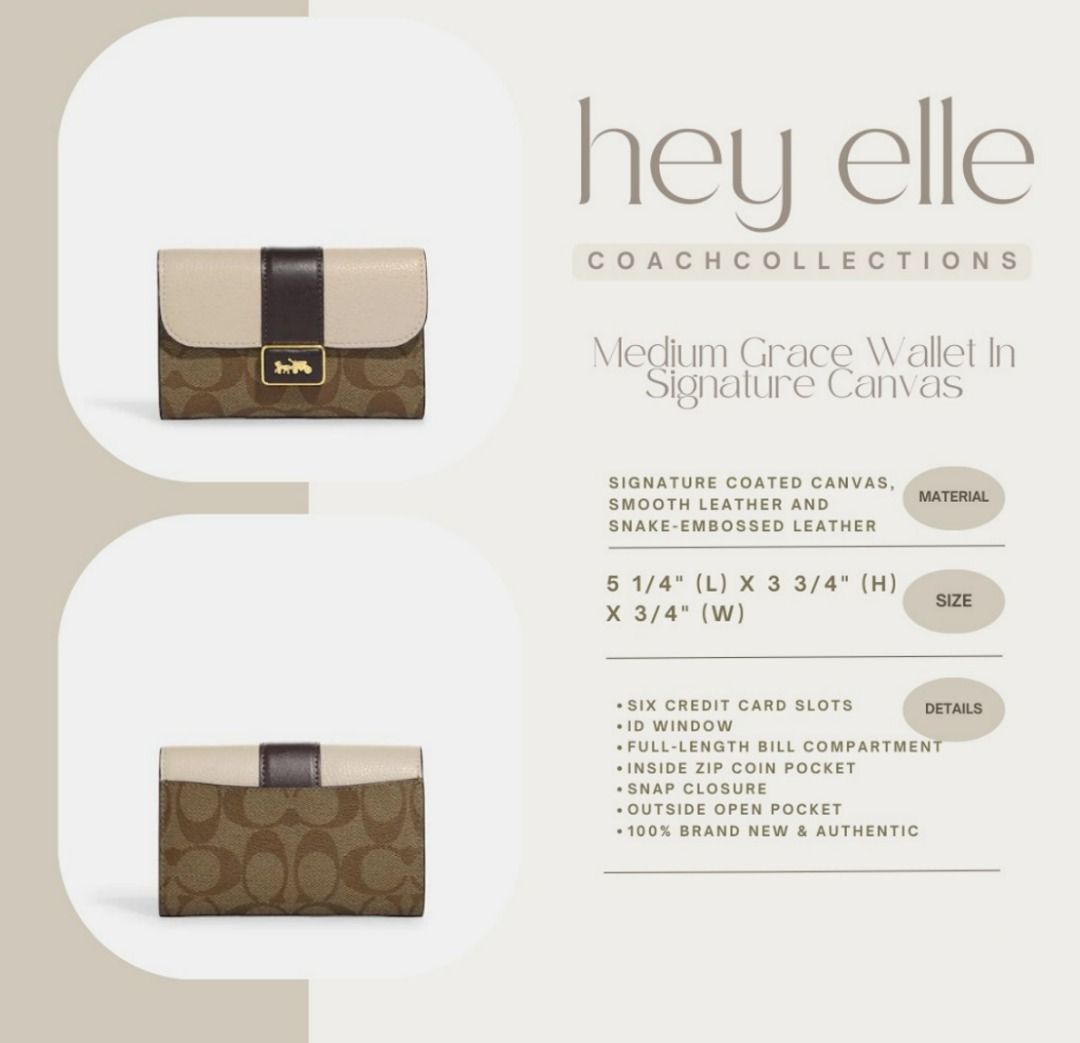 Medium Grace Wallet in Signature Canvas, Luxury, Accessories on Carousell