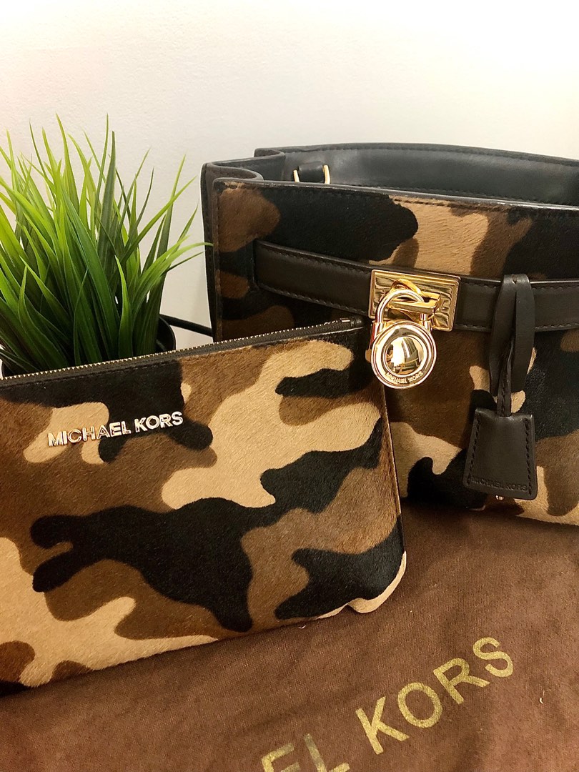 MICHAEL Michael Kors Brown Camo Calfhair, Suede and Leather Hamilton  Traveler Tote MICHAEL Michael Kors