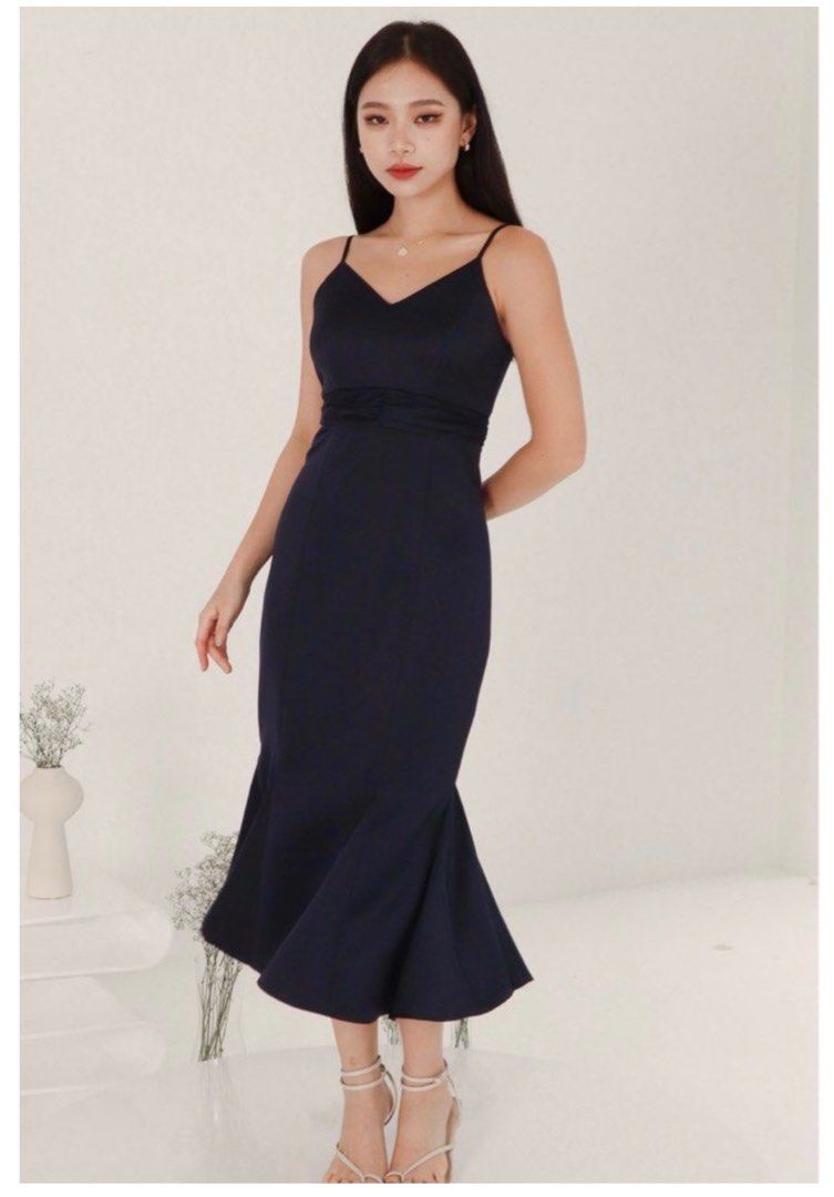 chinese dress ladies Self-Portrait Women's Guipure Lace Belted Midi-Dress - Navy