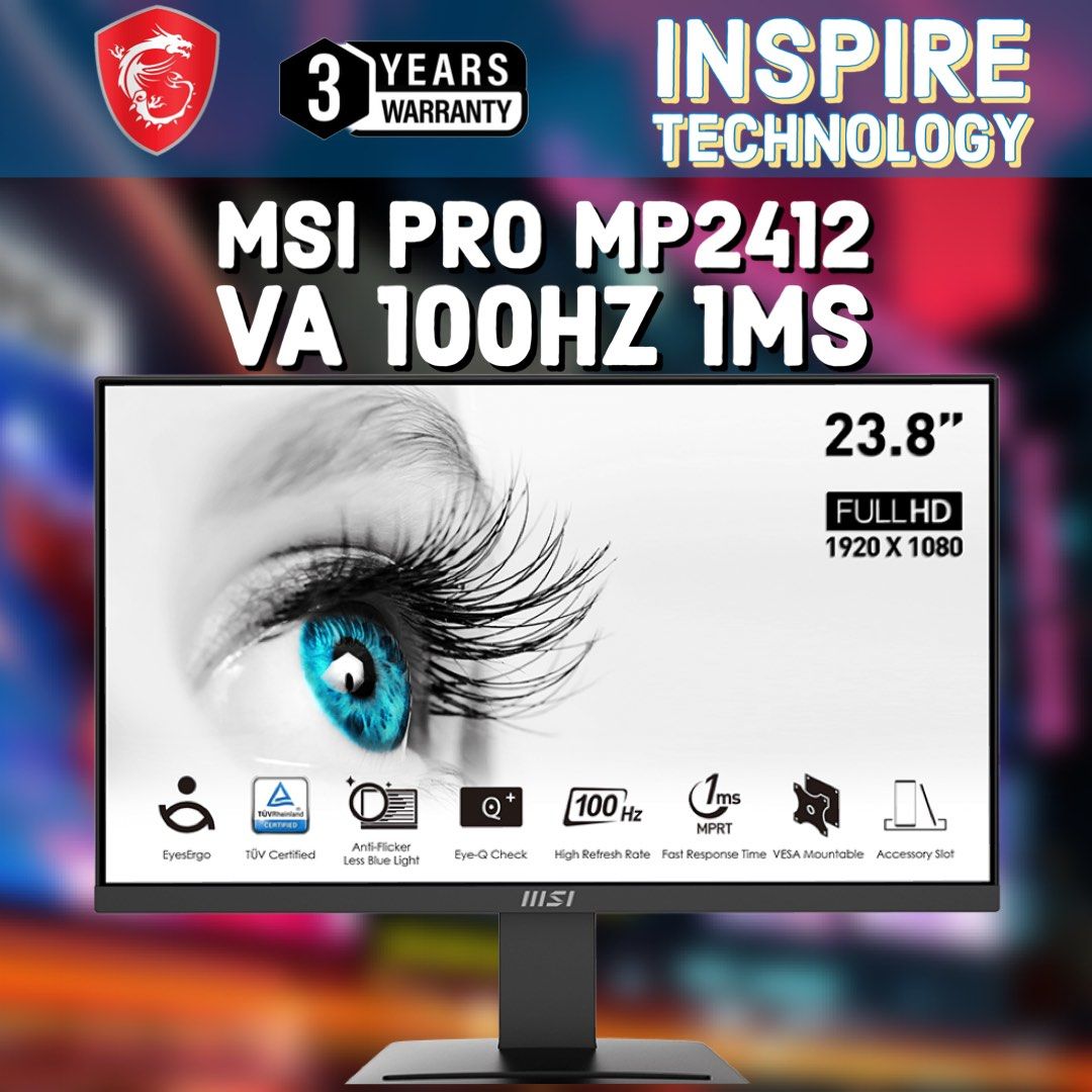 MSI PRO MP2412 23.8 VA FHD 1MS 100Hz HDMI - Monitor